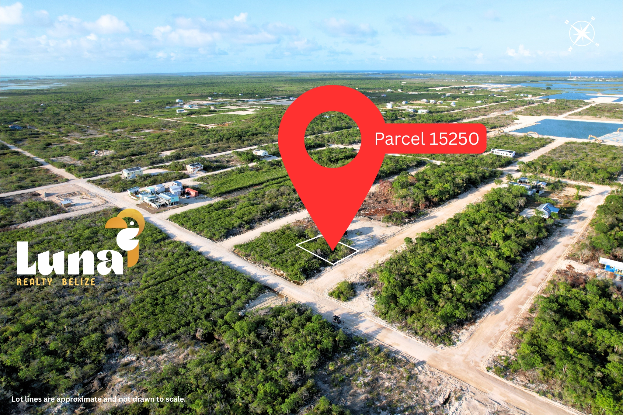 off-grid lot near Secret Beach with Parcel 15250 in West Caye, Belize.